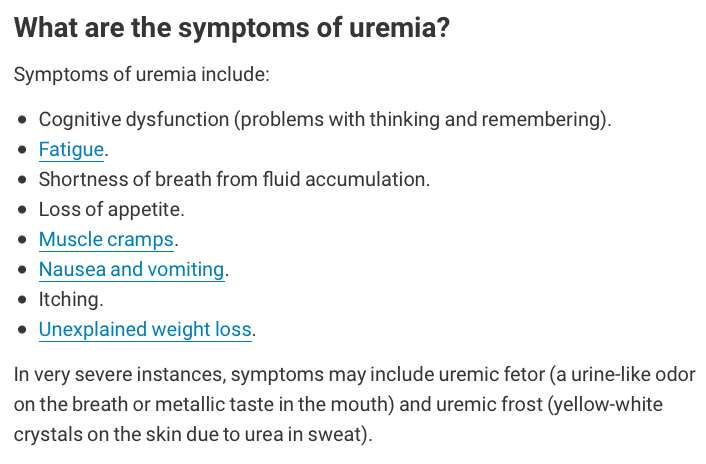 Symptoms of uremia